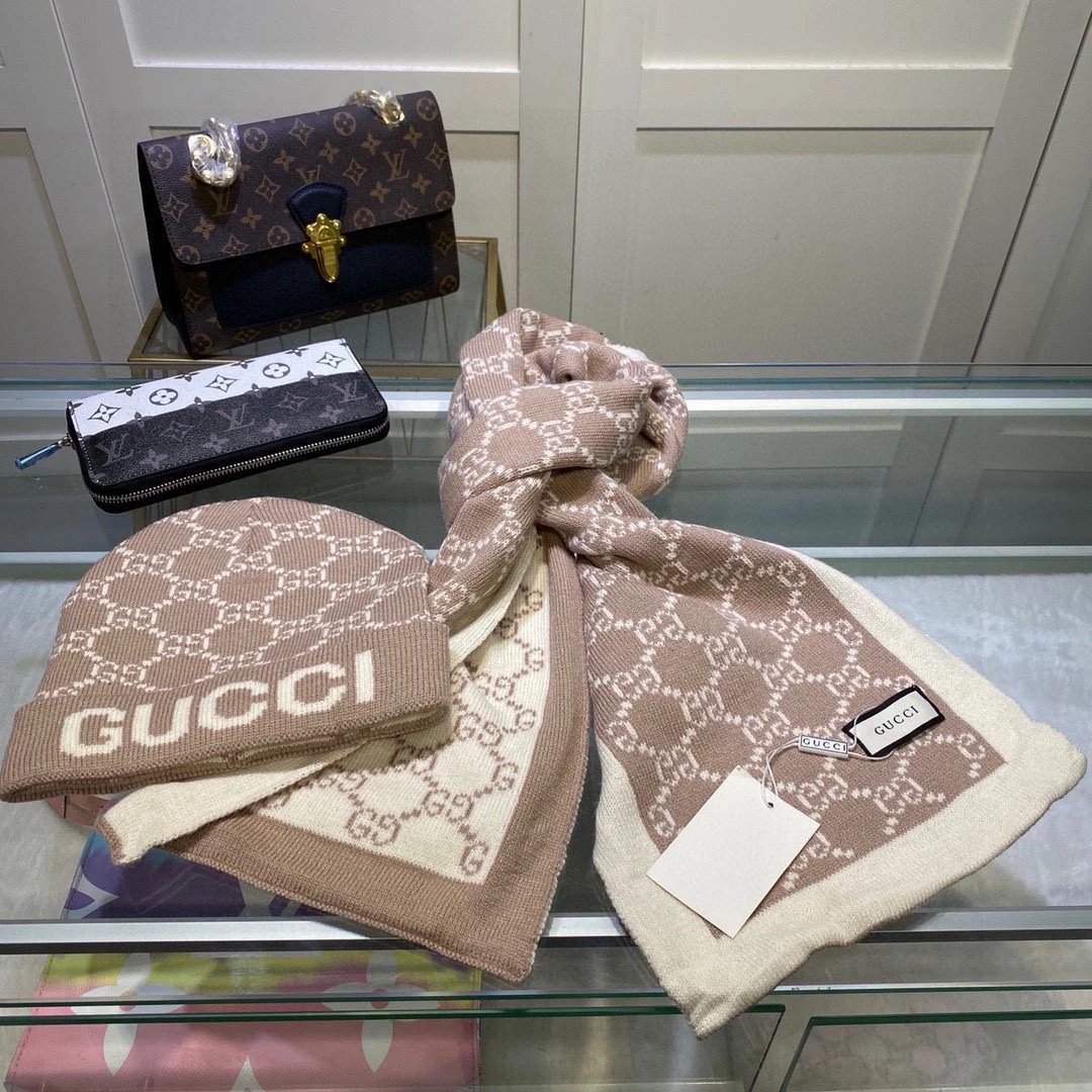 Gucci Cashmere Scarf & Hat Set Ver.B — Zdjęcie 3