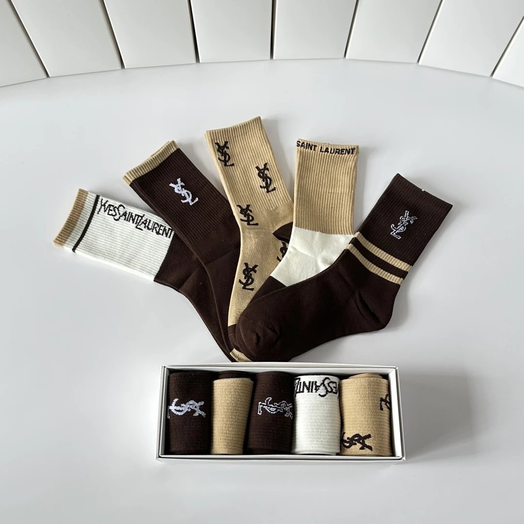 Saint Laurent Crew Socks 5-Pair Box Ver.A — Zdjęcie 7