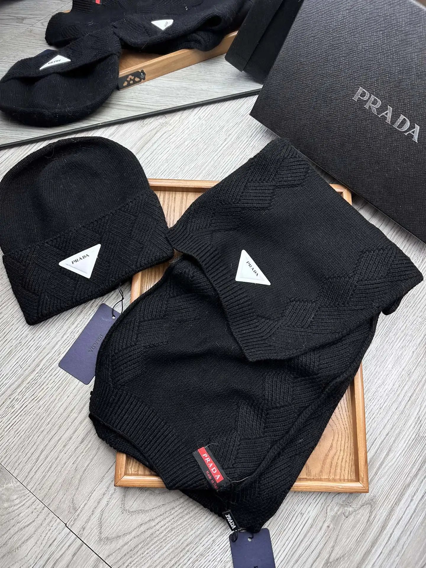 Prada Wool Rabbit Fur Scarf & Hat Set Ver.A — Photo 5