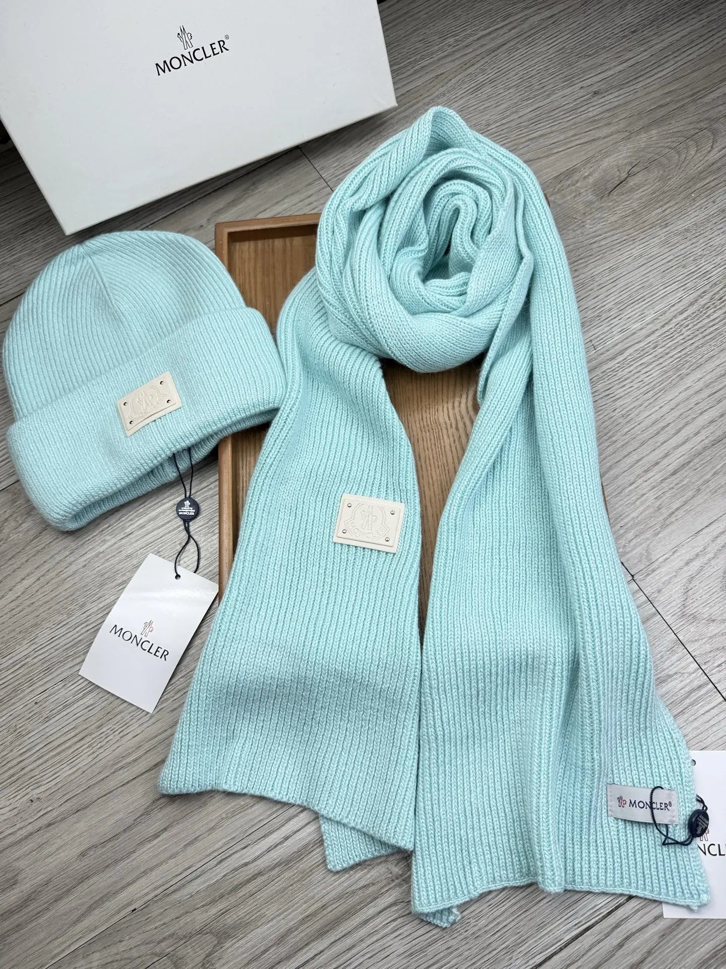 Moncler Wool Rabbit Fur Scarf & Hat Set Ver.C — QC