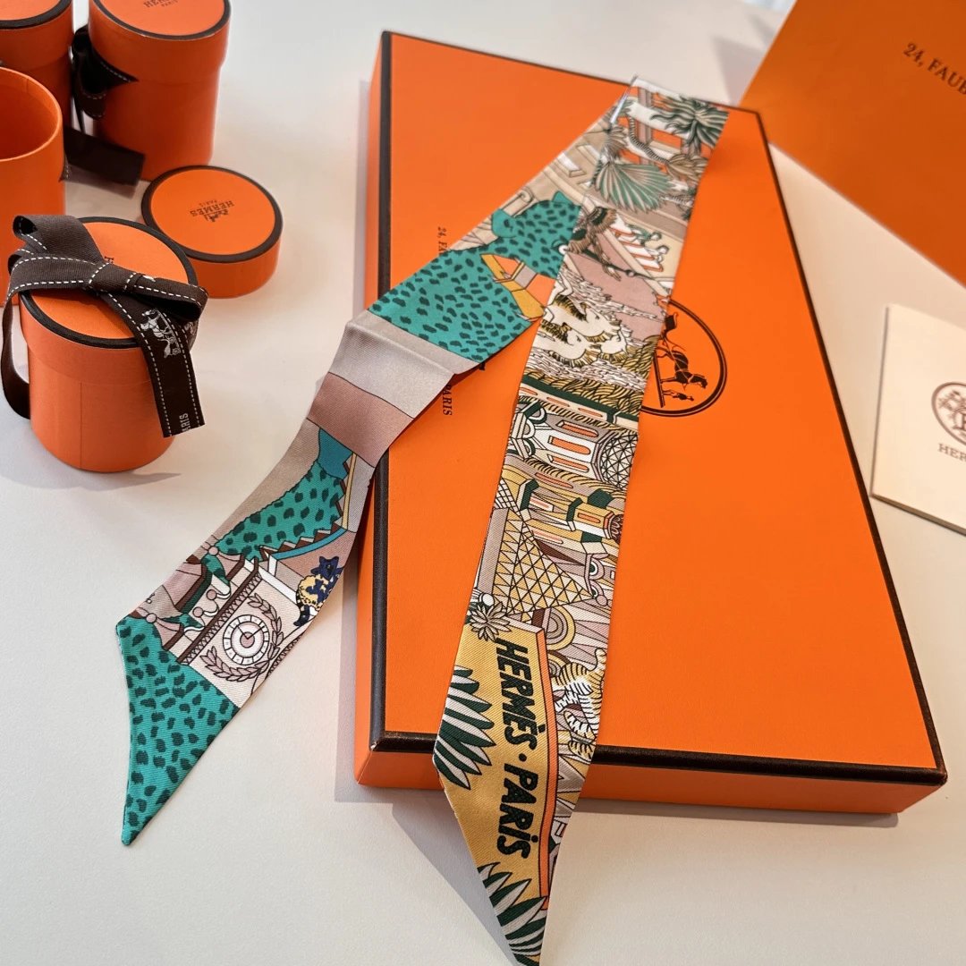 Hermes Silk Hair Ribbon Ver.H — Photo 3