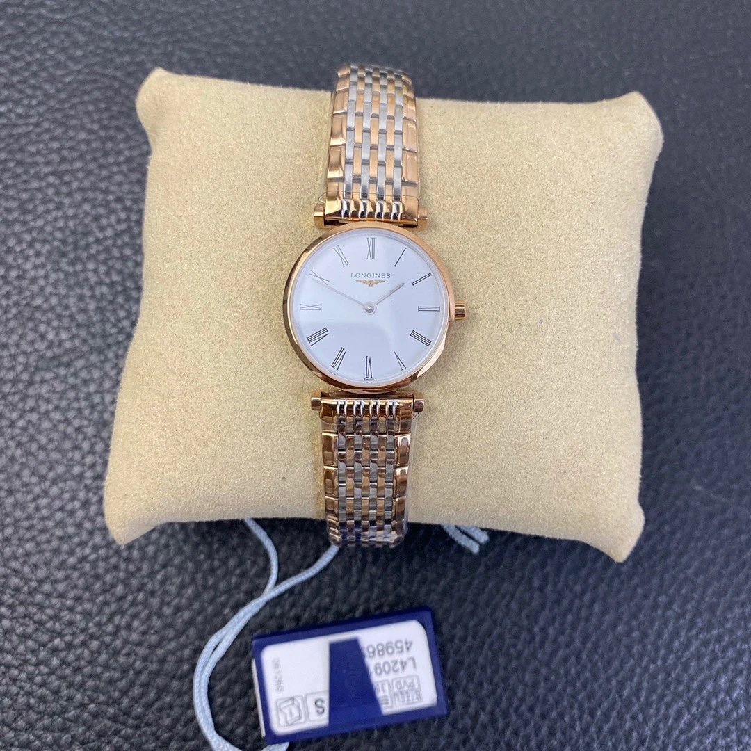 Longines tweekleurig horloge met witte wijzerplaat met Romeinse cijfers