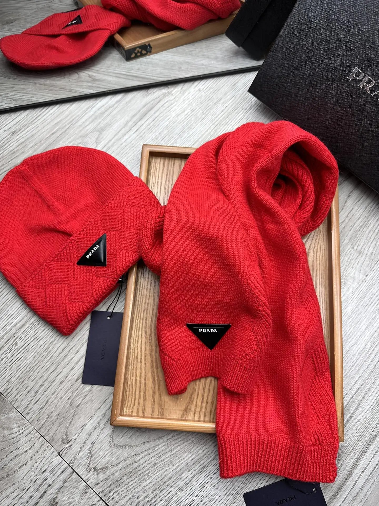 Prada Wool Rabbit Fur Scarf & Hat Set Ver.B — Photo 9