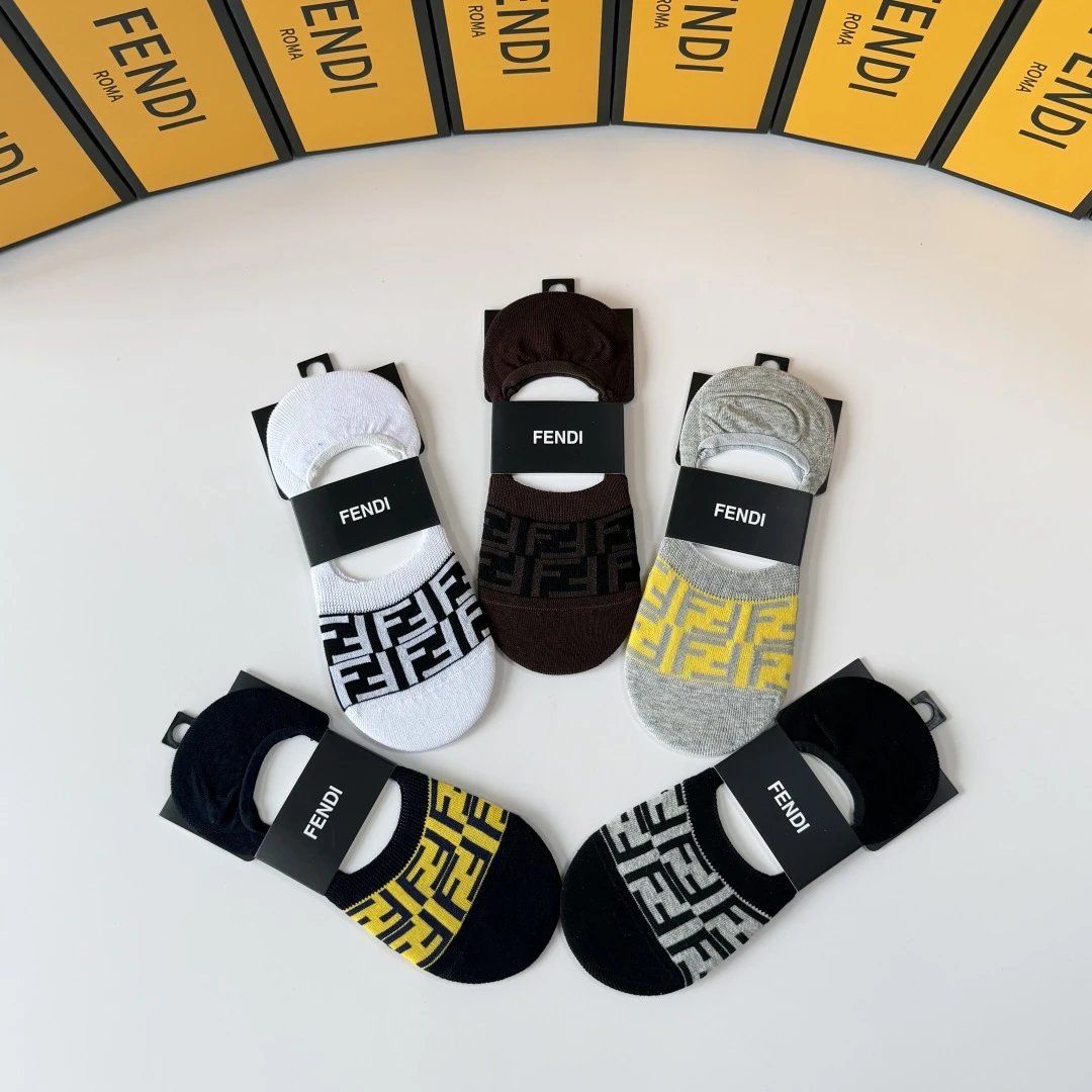 Fendi No-Show Socks 5-Pair Box — photo 3