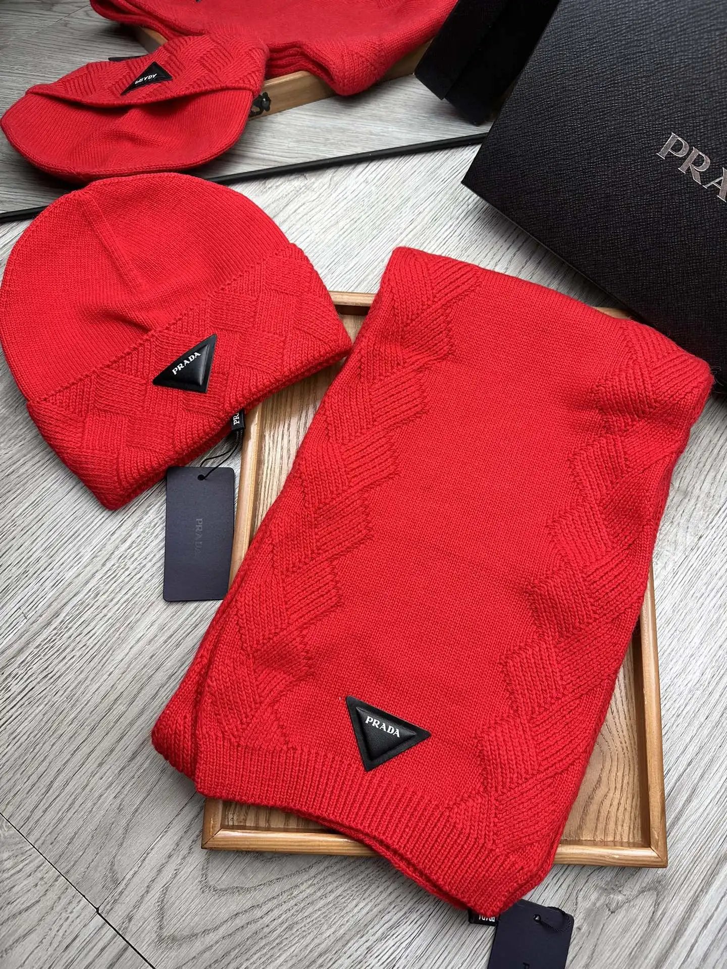 Prada Wool Rabbit Fur Scarf & Hat Set Ver.B — Photo 3