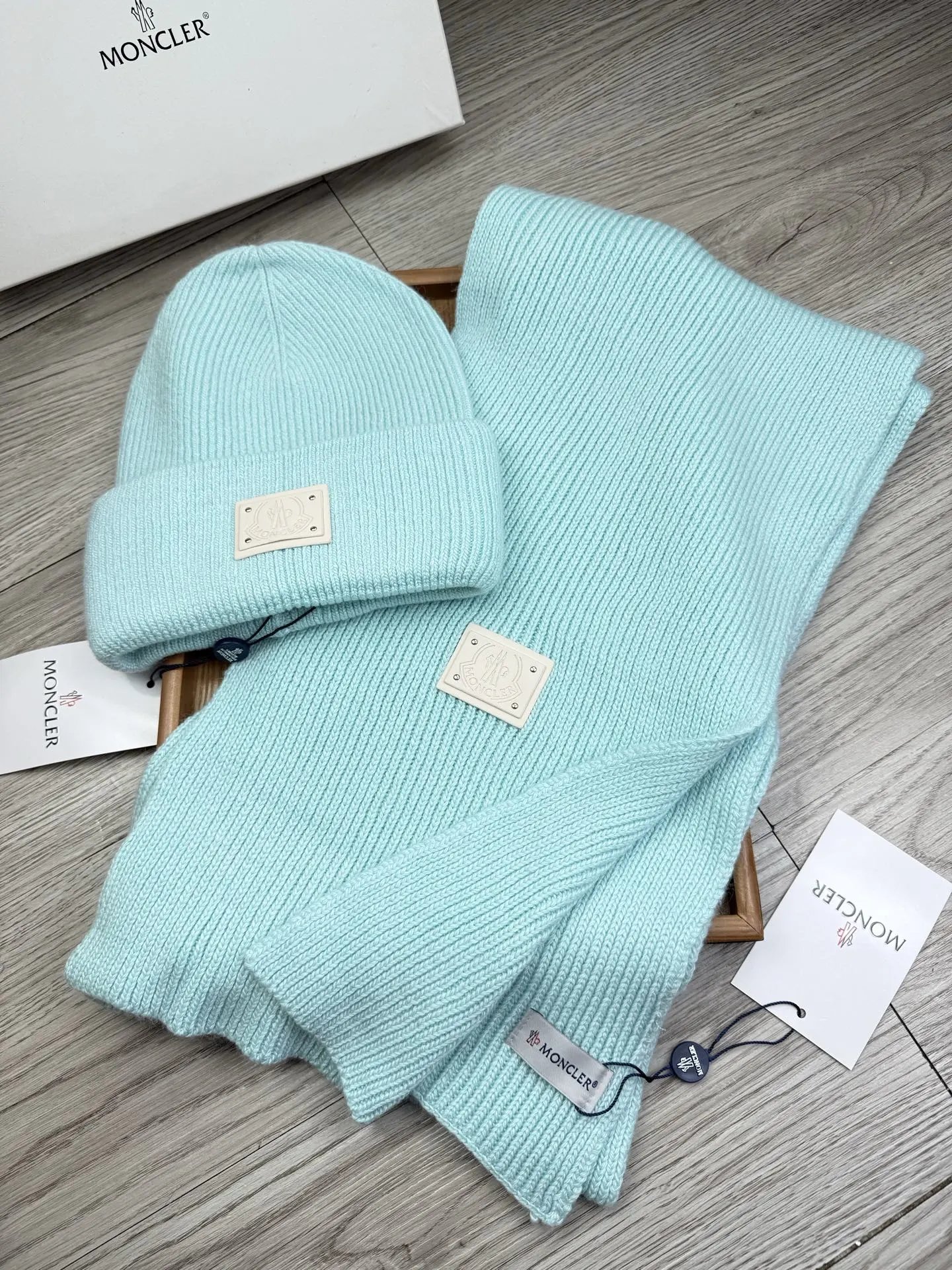 Moncler Wool Rabbit Fur Scarf & Hat Set Ver.C — QC