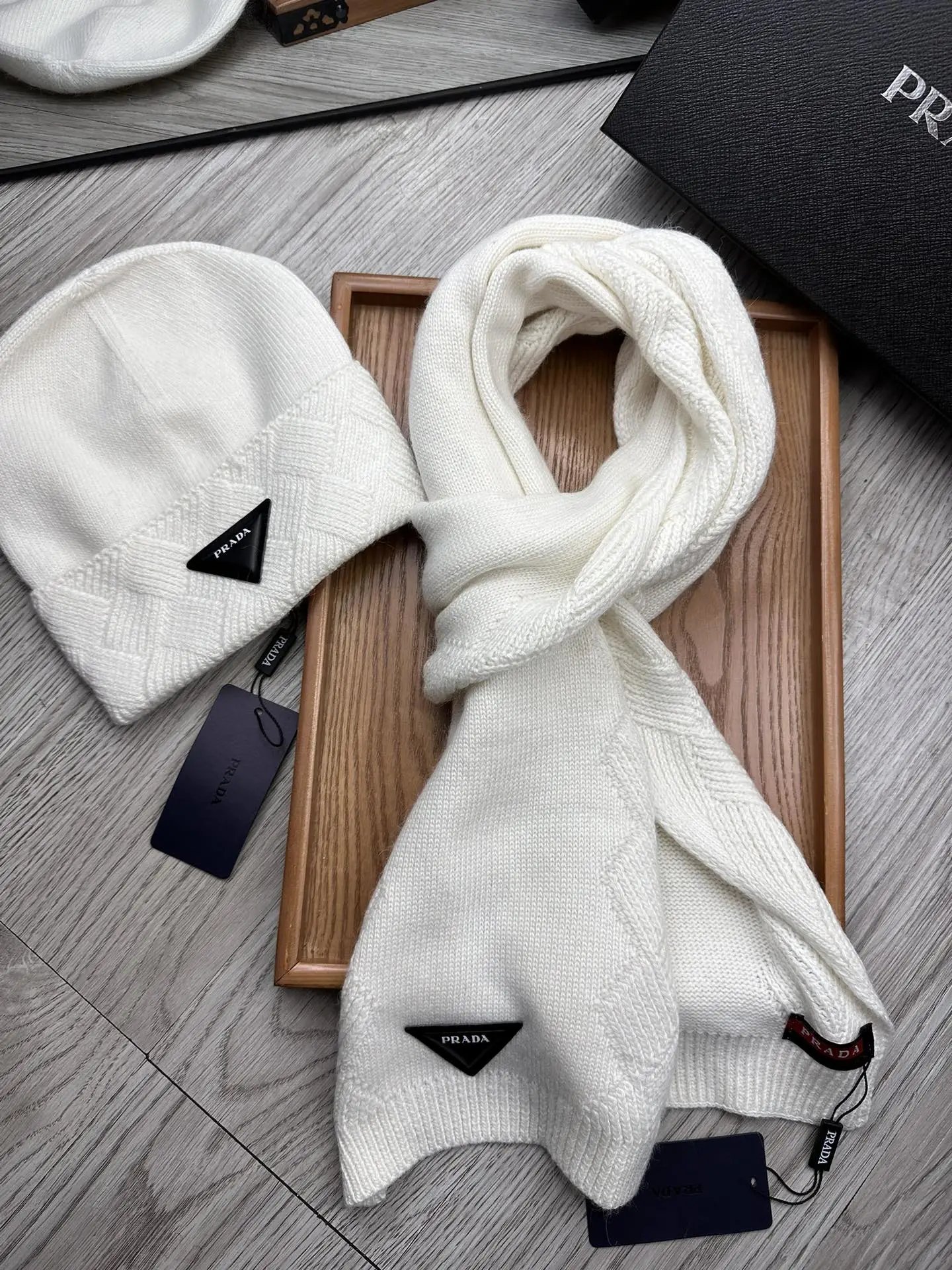 Prada Wool Rabbit Fur Scarf & Hat Set Ver.C — Photo 9