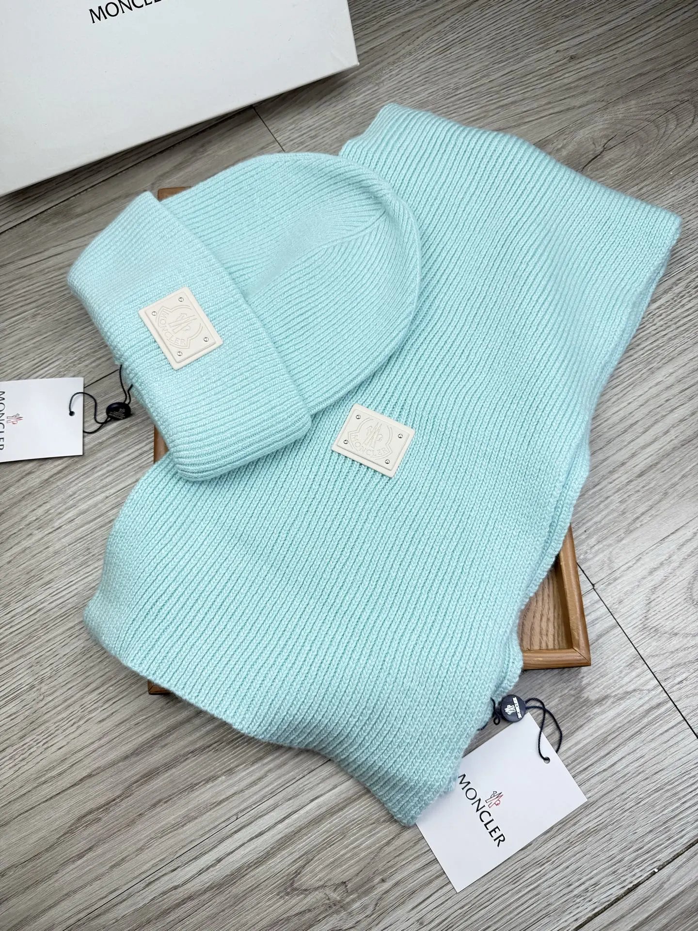 Moncler Wool Rabbit Fur Scarf & Hat Set Ver.C — QC