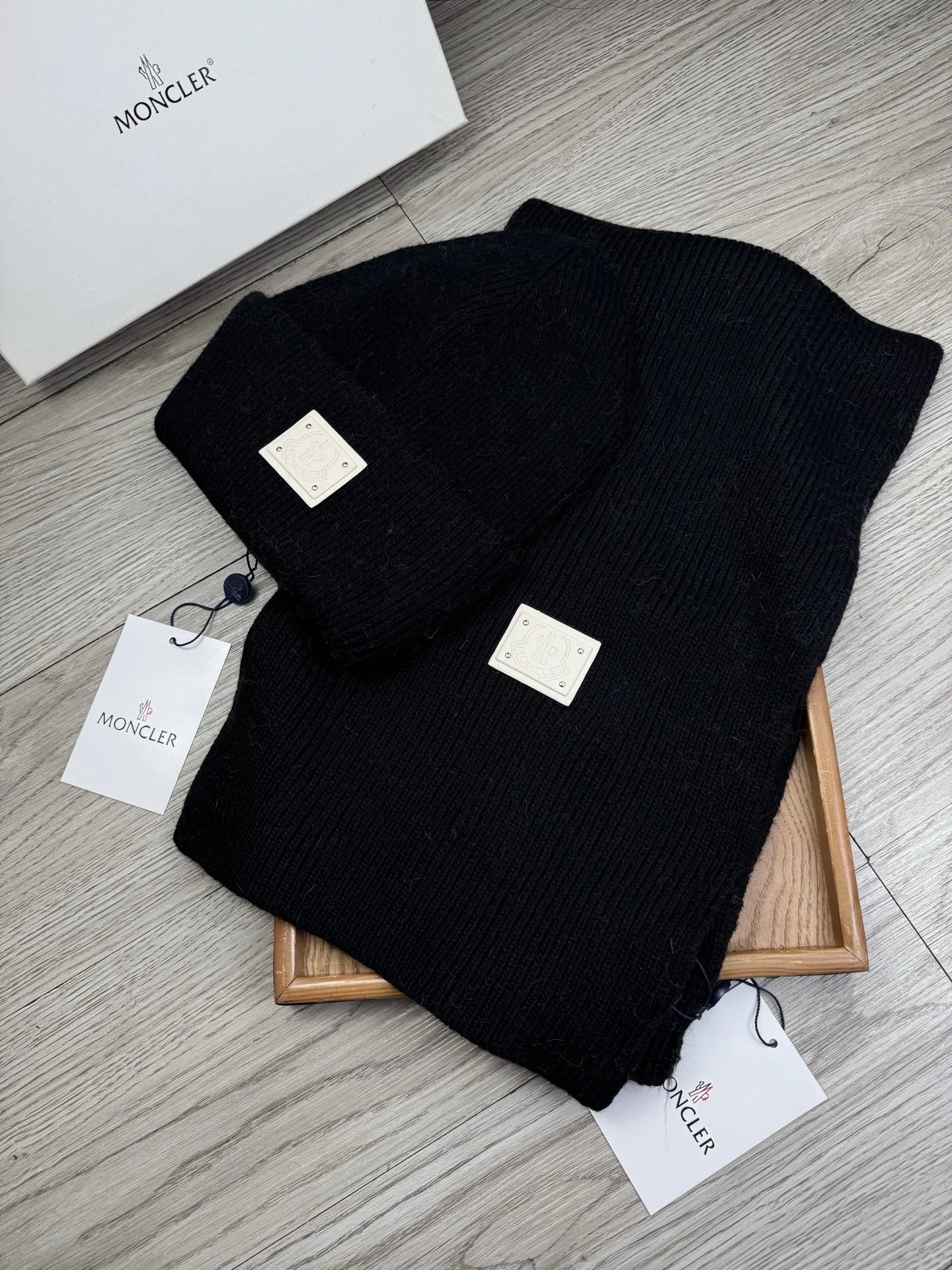 Moncler Wool Rabbit Fur Scarf & Hat Set Ver.A — QC