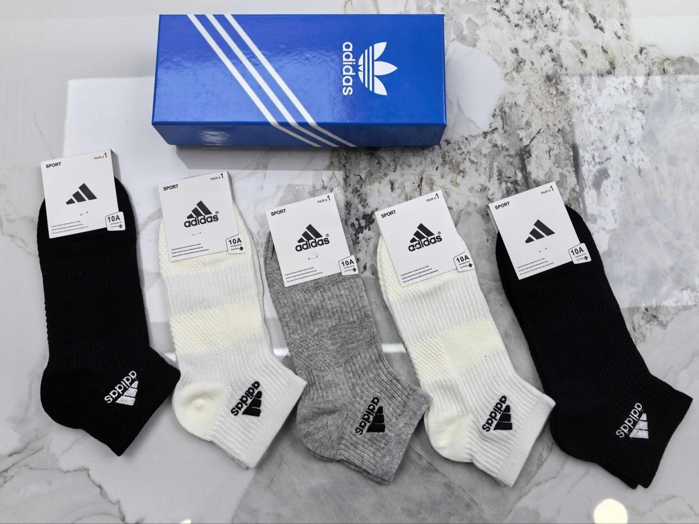 Adidas Embroidered Quarter Socks 5-Pair Box Ver.C — QC