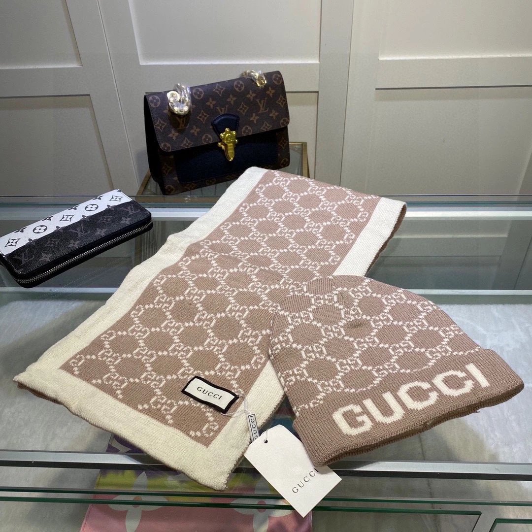 Gucci Cashmere Scarf & Hat Set Ver.E — Zdjęcie 6