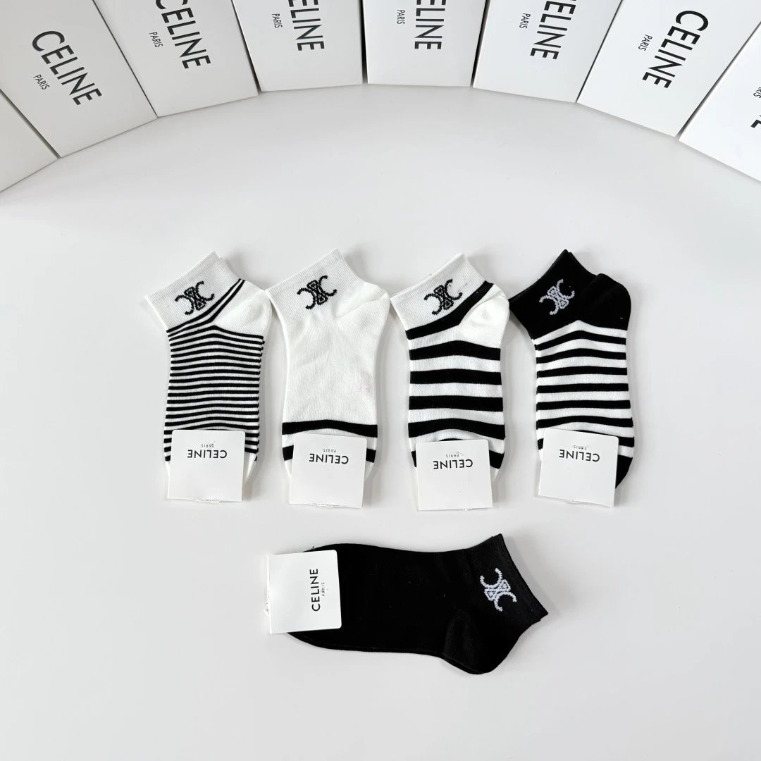 Celine Classic Quarter Socks 5-Pair Box — QC