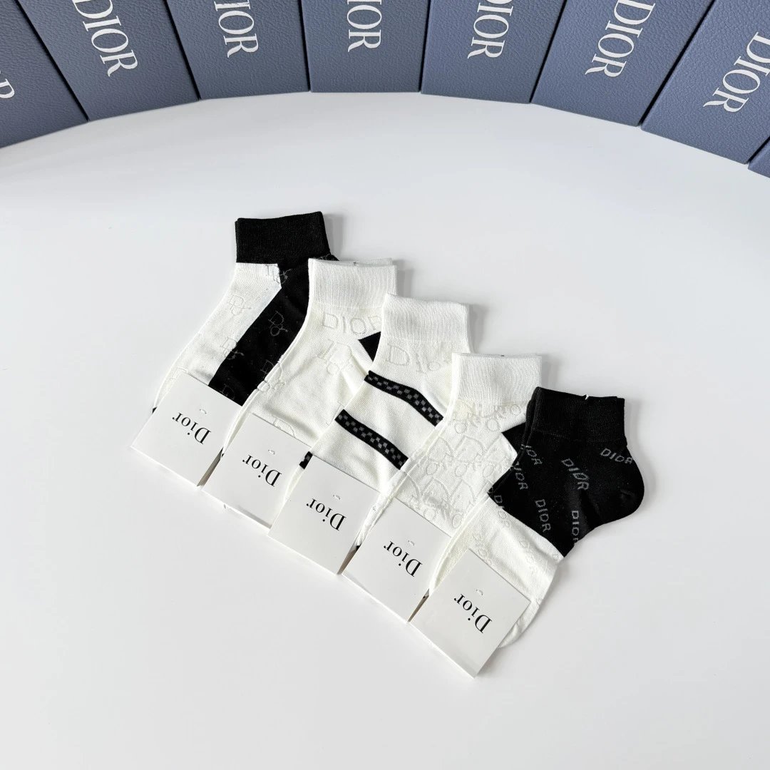 Dior Quarter Socks 5-Pair Box Ver.C — photo 8
