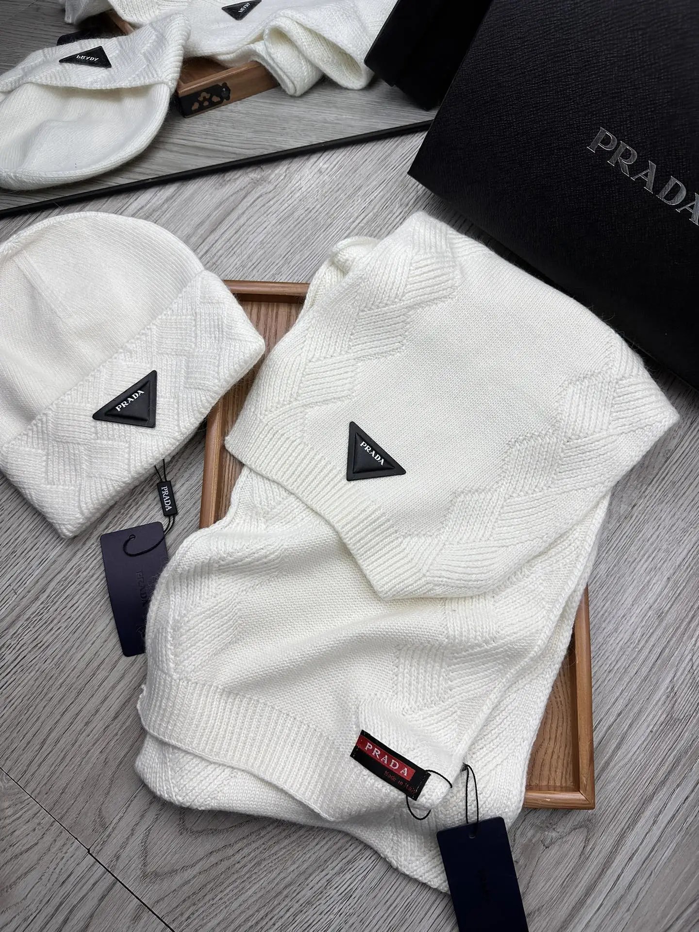 Prada Wool Rabbit Fur Scarf & Hat Set Ver.C — Photo 4