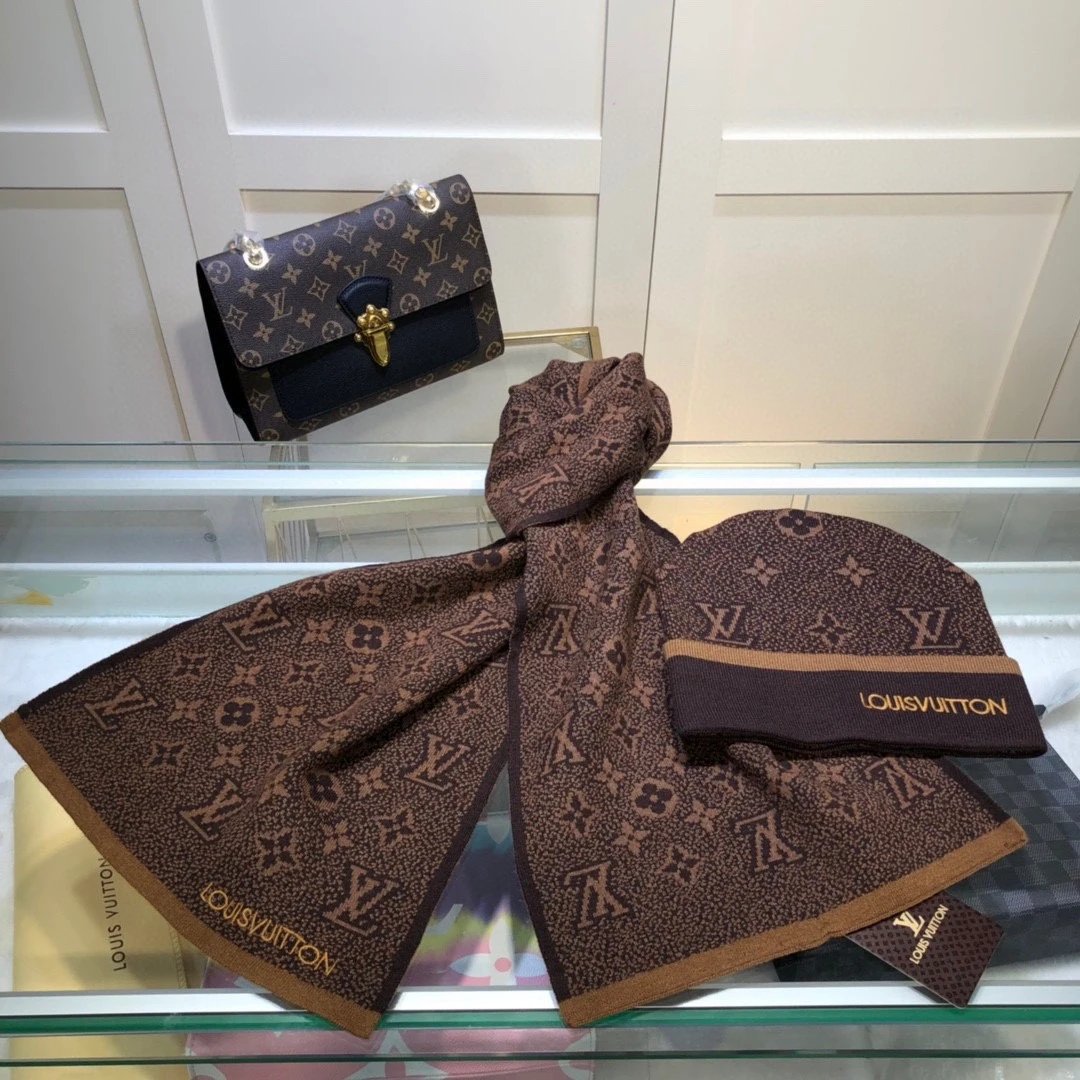 Louis Vuitton Wool Cashmere Scarf & Hat Set Ver.A — Photo 7