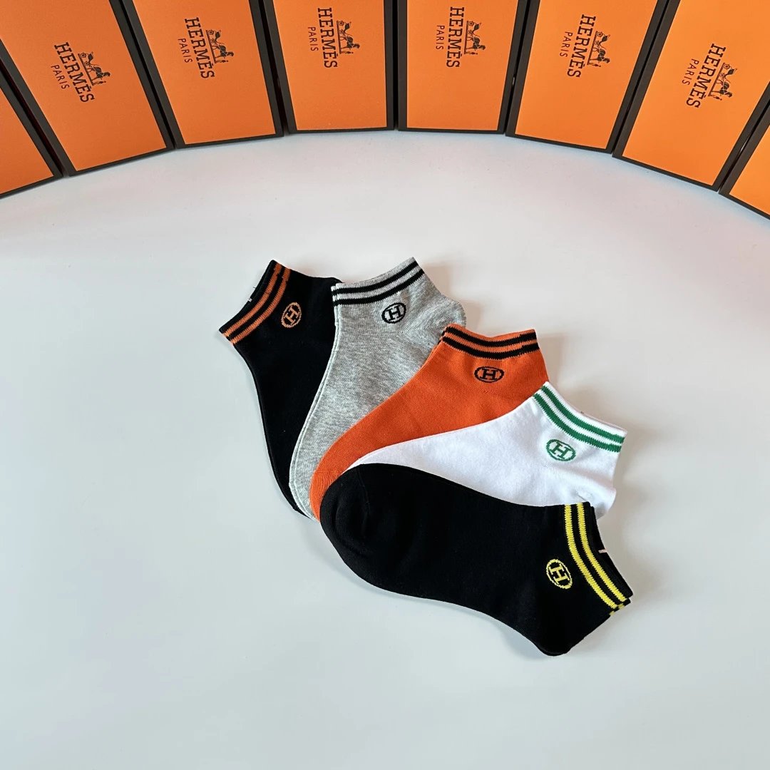 Hermes Quarter Socks 5-Pair Box Ver.B — QC