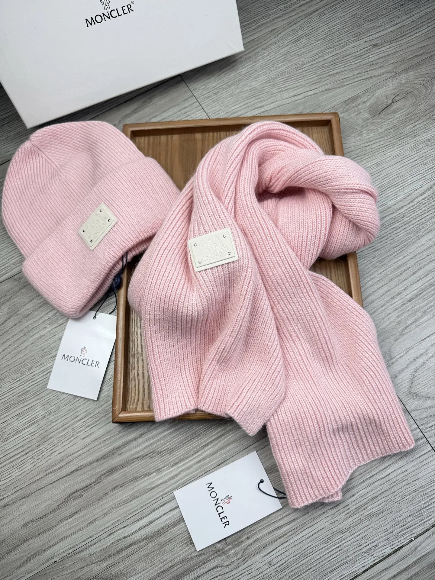 Moncler Wool Rabbit Fur Scarf & Hat Set Ver.D — QC