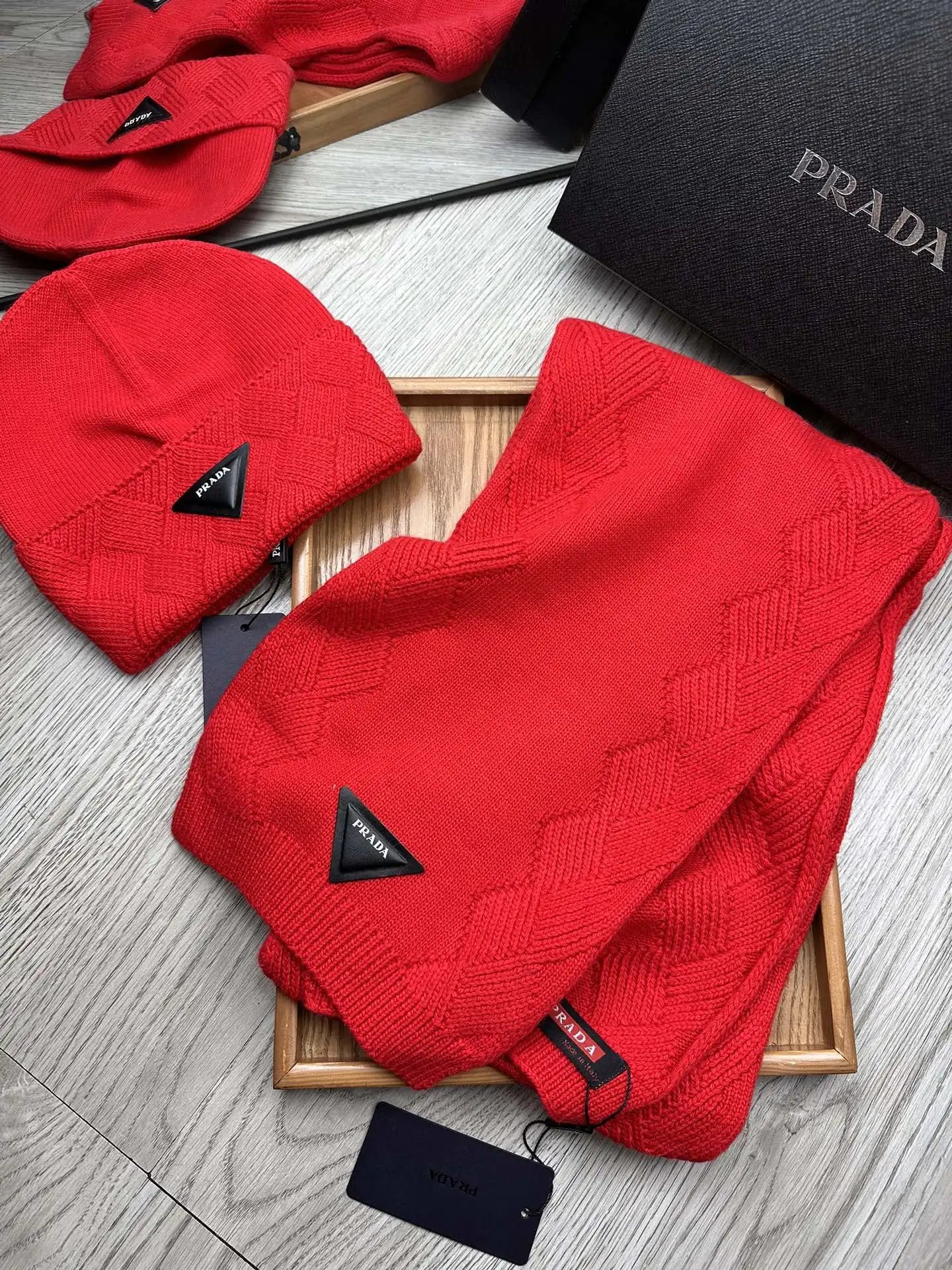 Prada Wool Rabbit Fur Scarf & Hat Set Ver.B — Photo 6