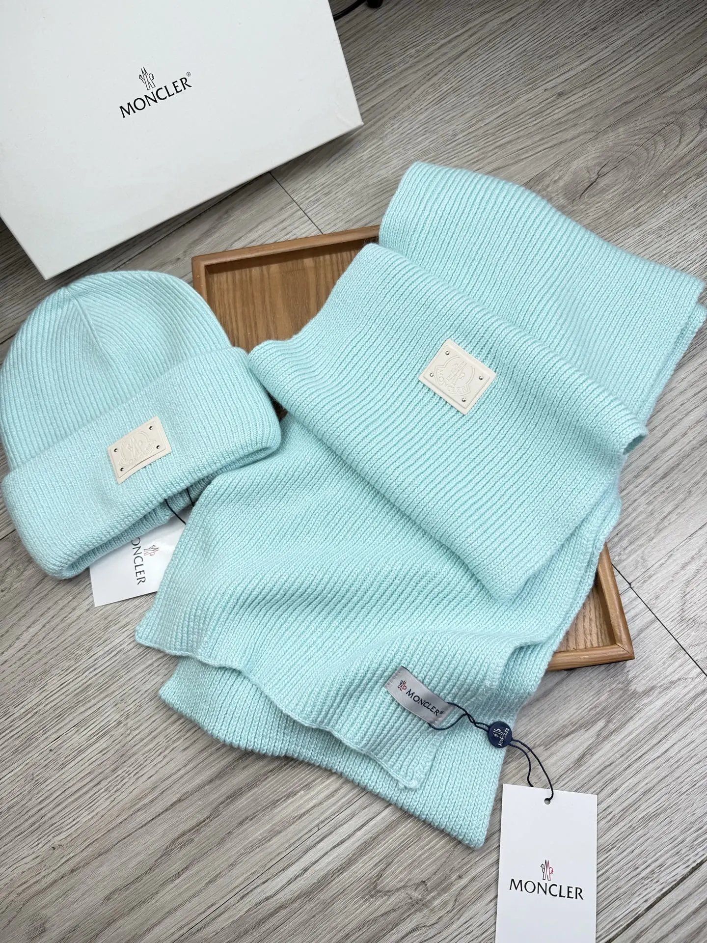 Moncler Wool Rabbit Fur Scarf & Hat Set Ver.C — QC