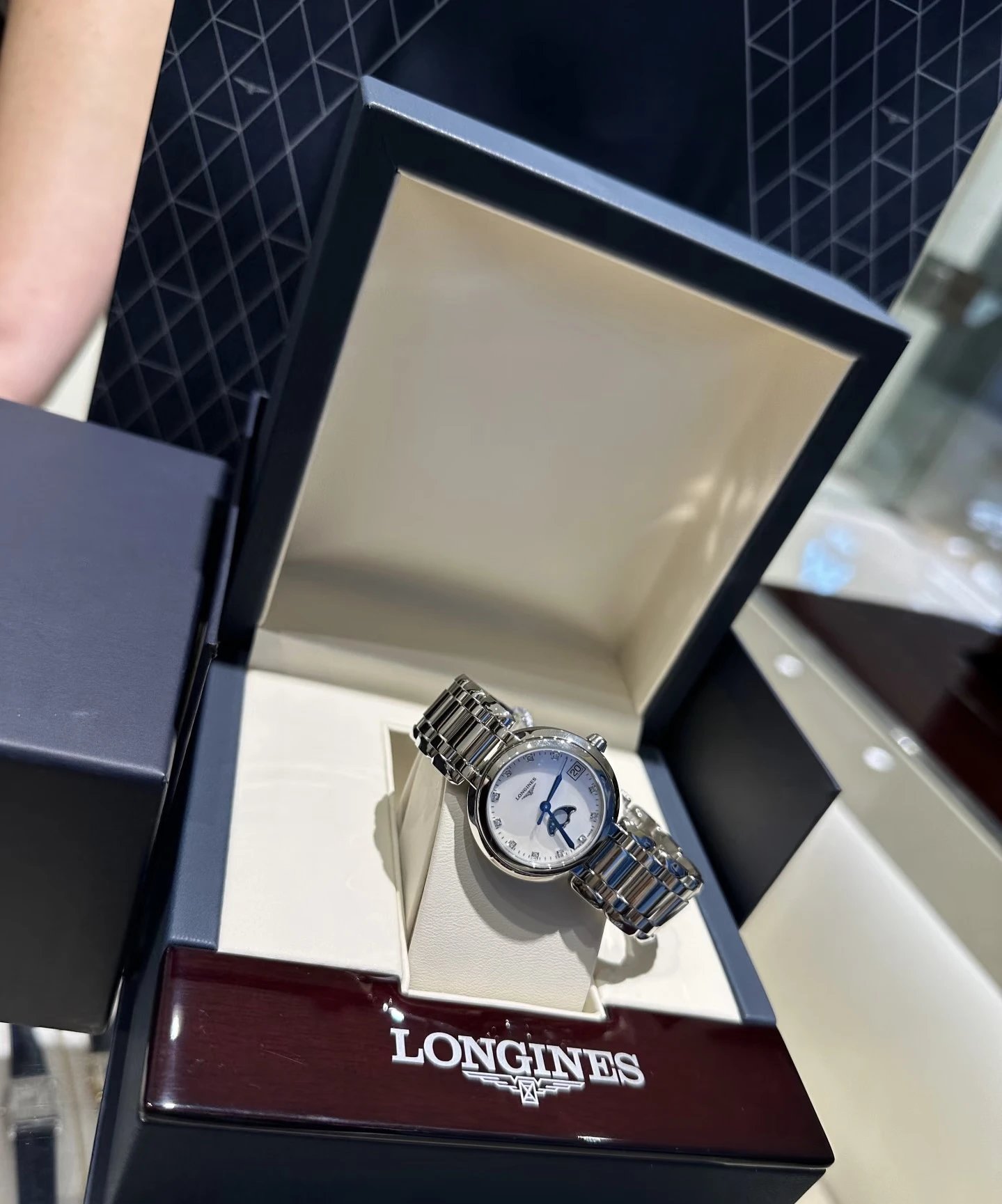 Longines Metal Bracelet Watch with Moon Phase