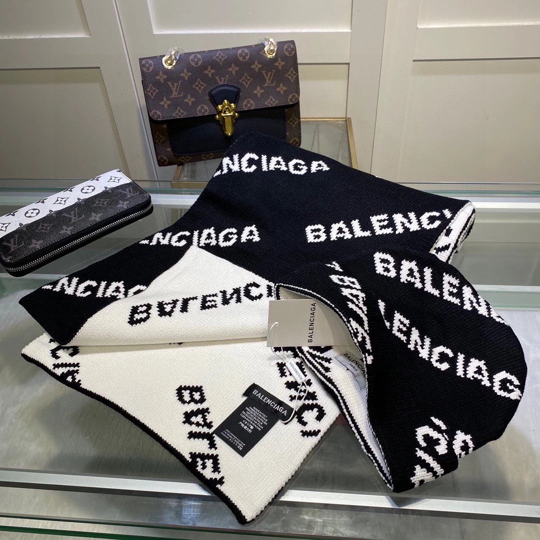 Balenciaga Wool Cashmere Scarf & Hat Set Ver.A — QC