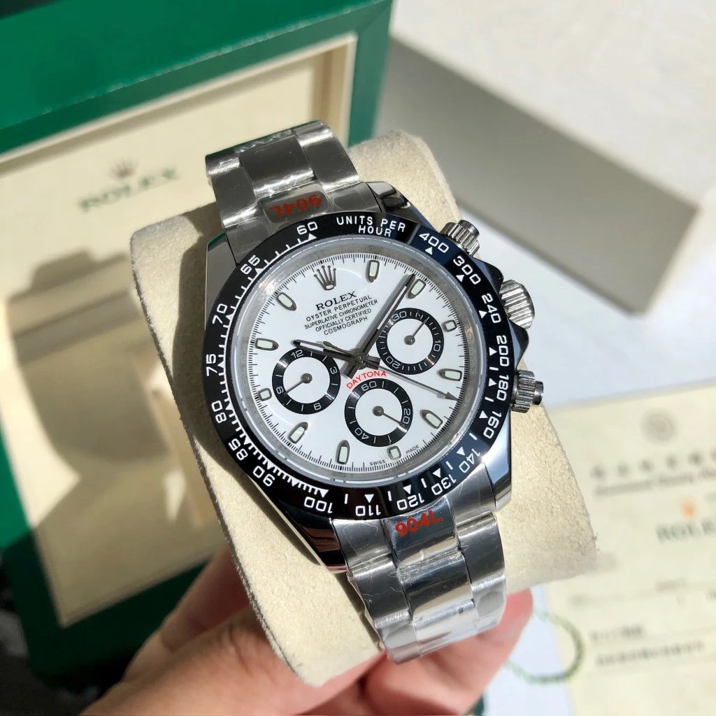 Rolex Daytona chronograaf horloge met witte wijzerplaat 40 mm Variant L