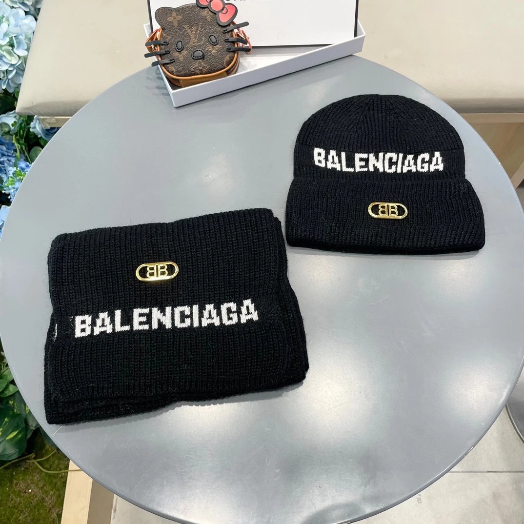 Balenciaga Wool Rabbit Fur Scarf & Hat Set Ver.B — QC