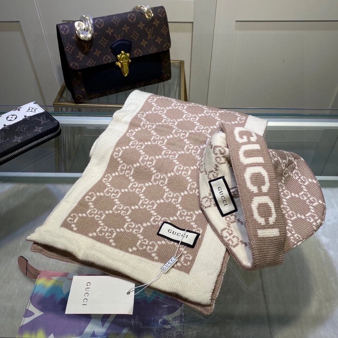 Gucci Cashmere Scarf & Hat Set Ver.E — Zdjęcie 4