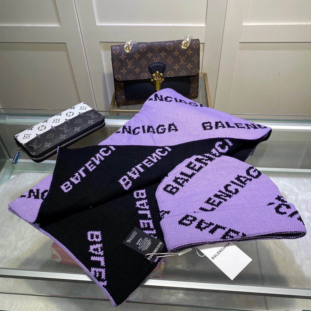 Balenciaga Wool Cashmere Scarf & Hat Set Ver.B — QC