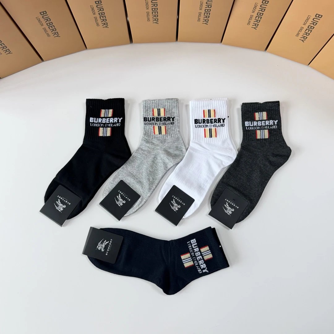 Burberry Classic Crew Socks 5-Pair Box — QC