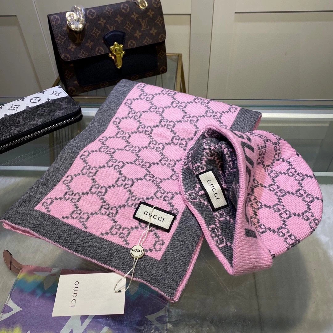 Gucci Cashmere Scarf & Hat Set Ver.E — Zdjęcie 8