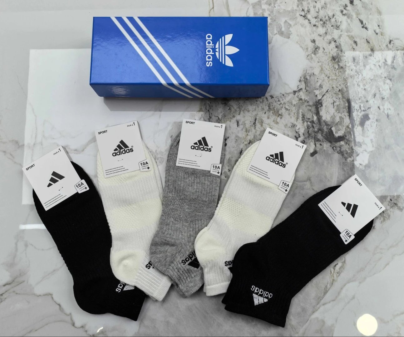Adidas Embroidered Quarter Socks 5-Pair Box Ver.C — QC