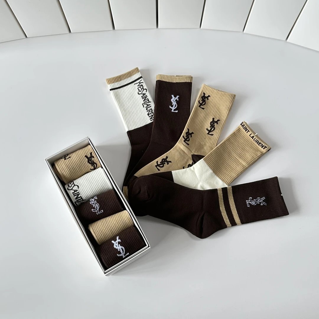 Saint Laurent Crew Socks 5-Pair Box Ver.A — Zdjęcie 9
