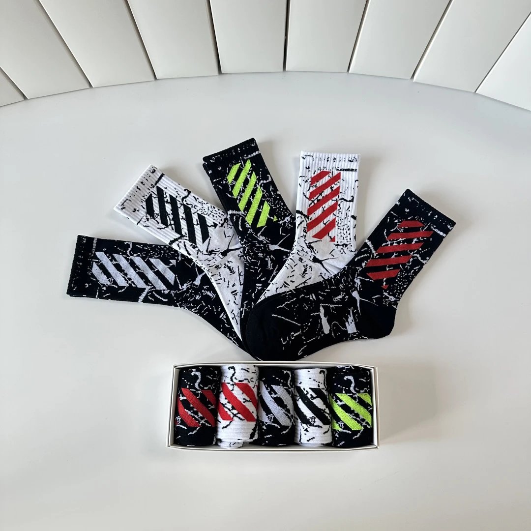 Off-White Crew Socks 5-Pair Box Ver.D — QC