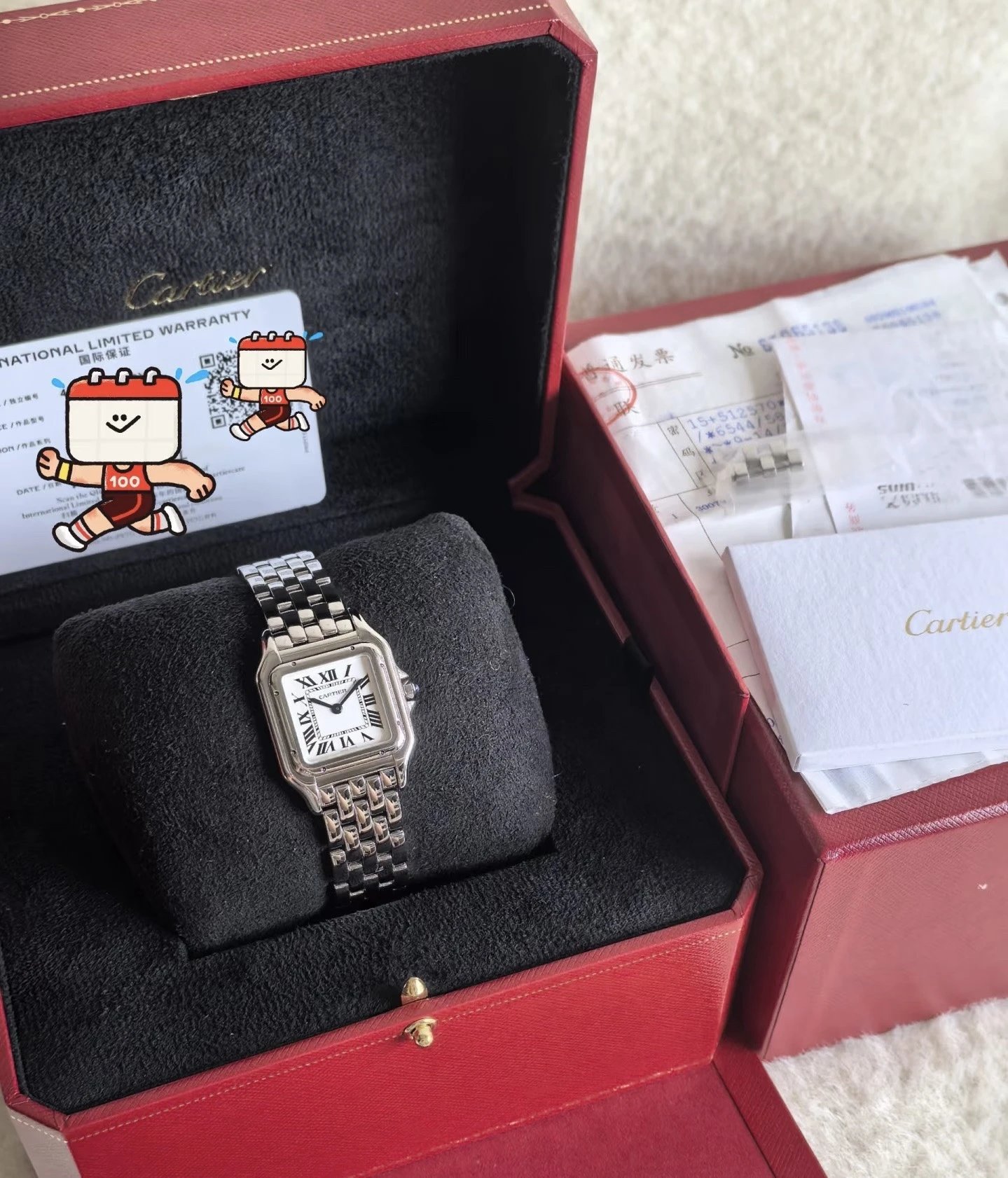 Zegarek Cartier z kwadratową tarczą i bransoletą 37 mm Wariant C