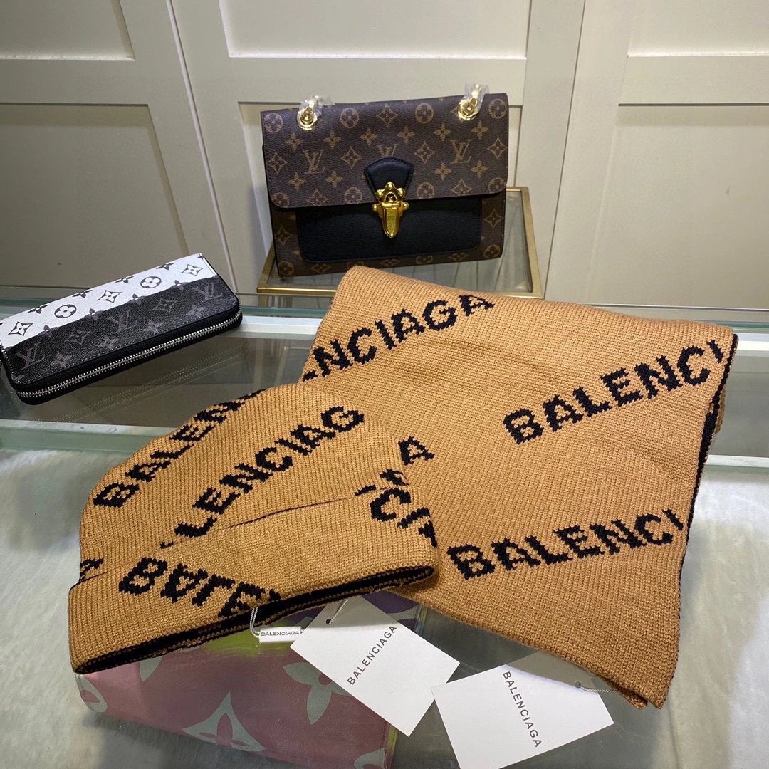 Balenciaga Wool Cashmere Scarf & Hat Set Ver.A — Zdjęcie 9