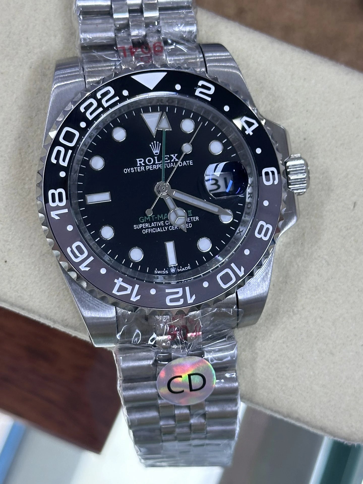Reloj Rolex GMT-Master II con esfera negra y brazalete de acero