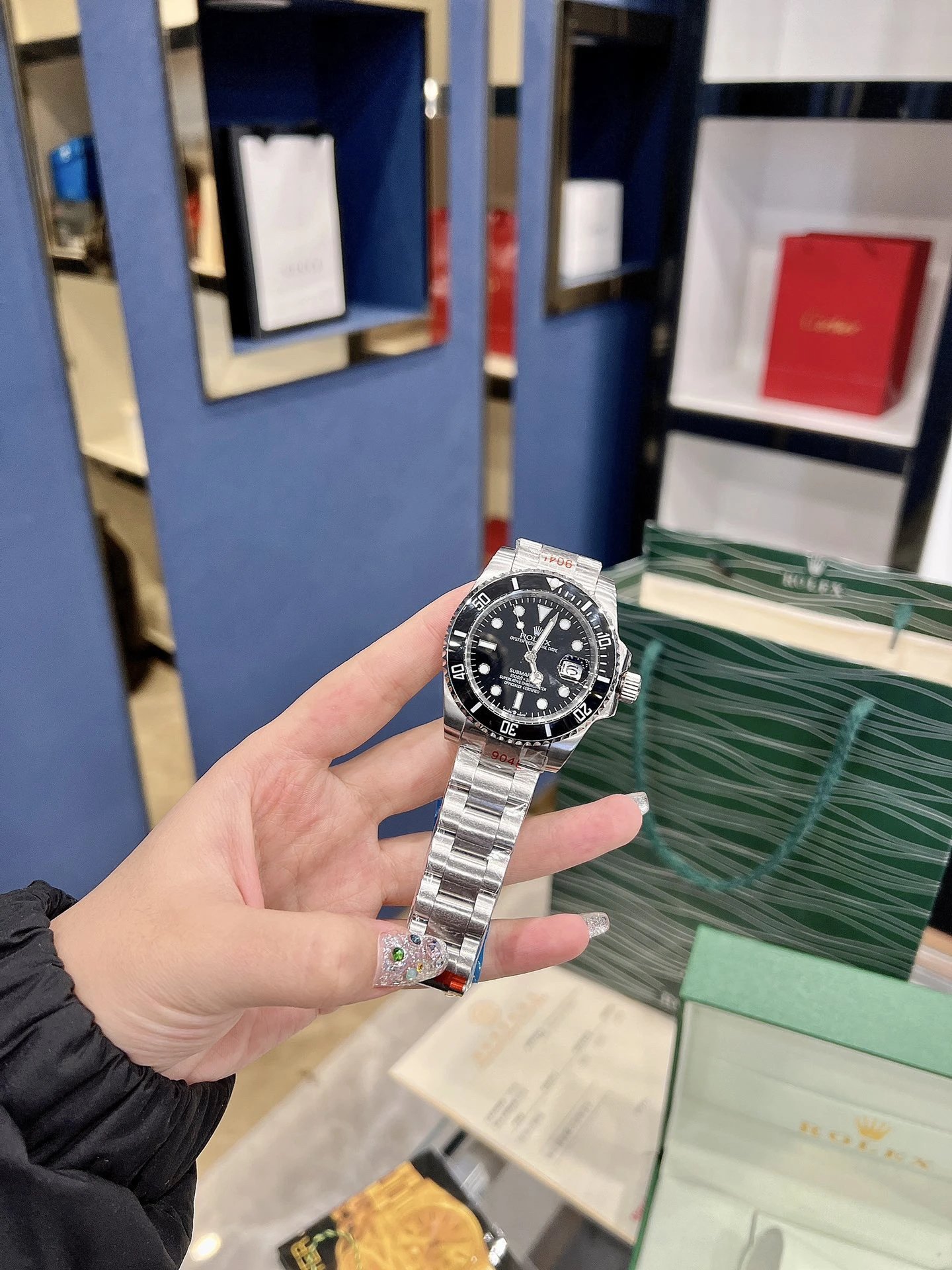 Rolex Submariner horloge met zwarte wijzerplaat en stalen band 39 mm Variant C