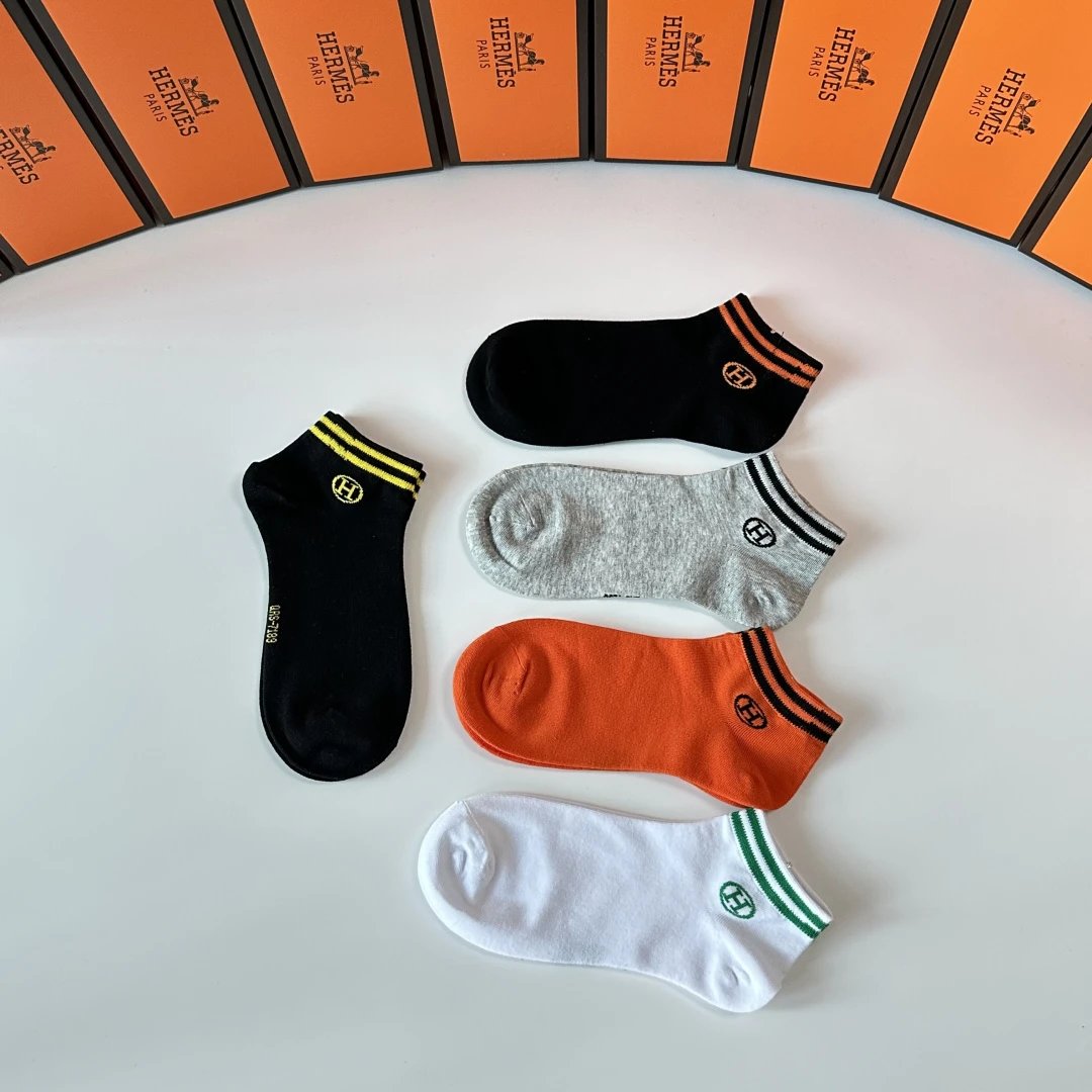 Hermes Quarter Socks 5-Pair Box Ver.B — QC
