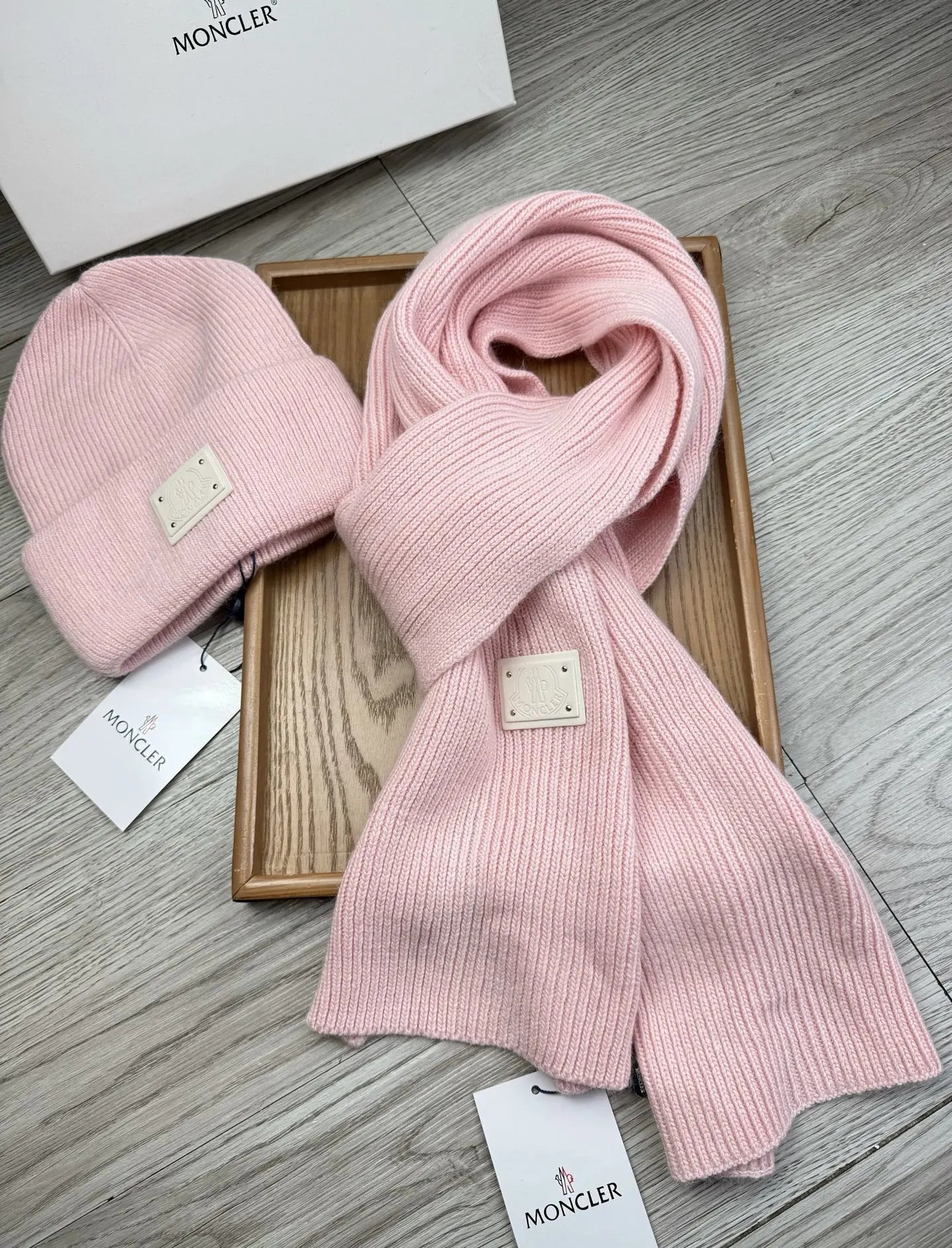 Moncler Wool Rabbit Fur Scarf & Hat Set Ver.D — QC