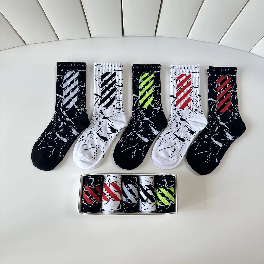 Off-White Crew Socks 5-Pair Box Ver.D — QC