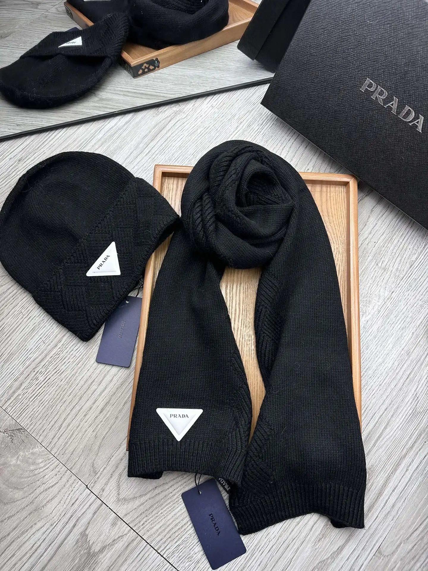 Prada Wool Rabbit Fur Scarf & Hat Set Ver.A — Photo 6