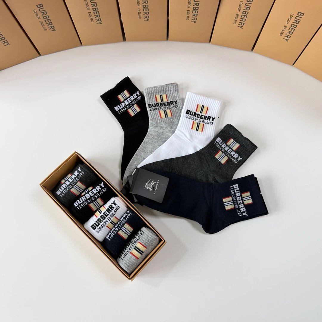 Burberry Classic Crew Socks 5-Pair Box — QC