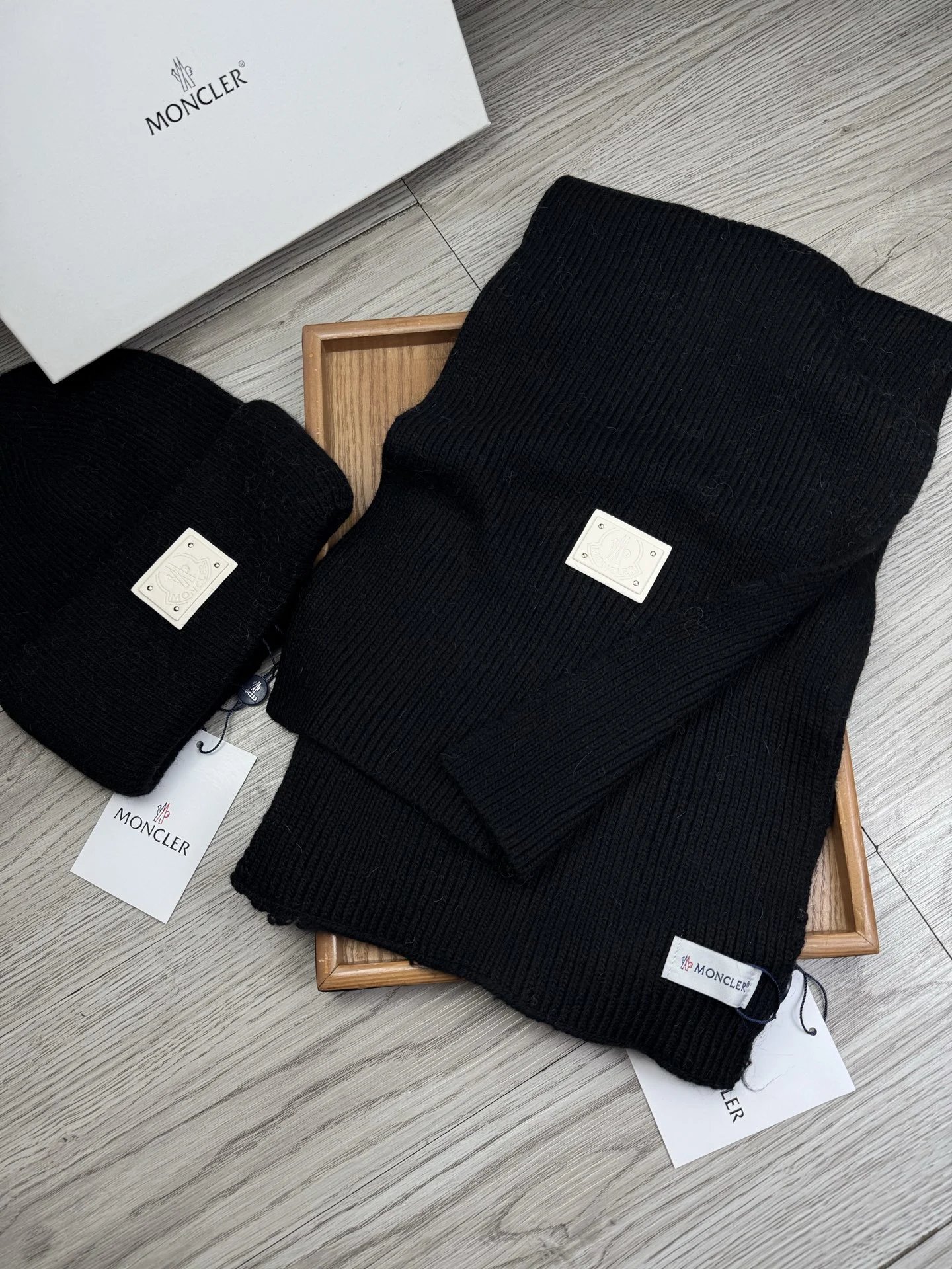 Moncler Wool Rabbit Fur Scarf & Hat Set Ver.A — QC