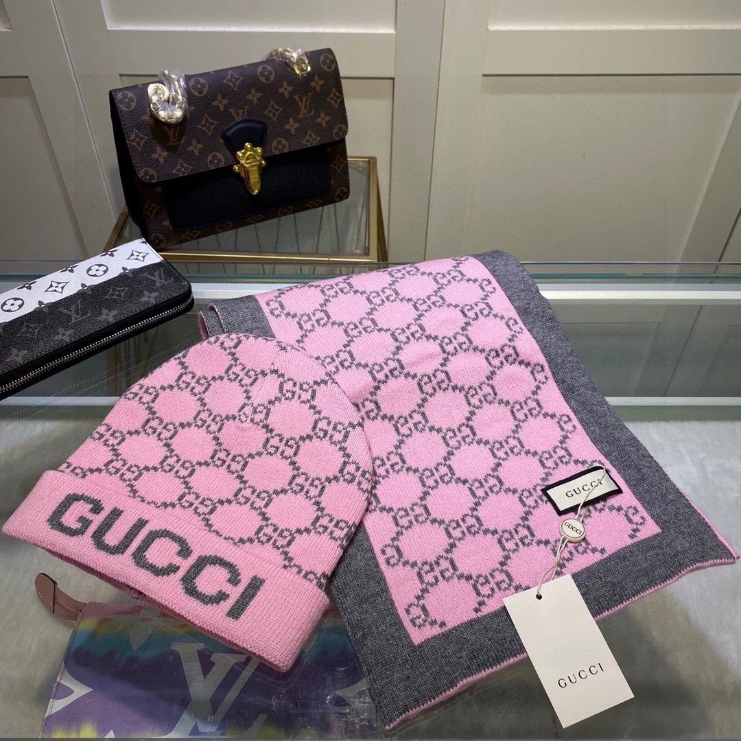 Gucci Cashmere Scarf & Hat Set Ver.E — Zdjęcie 9