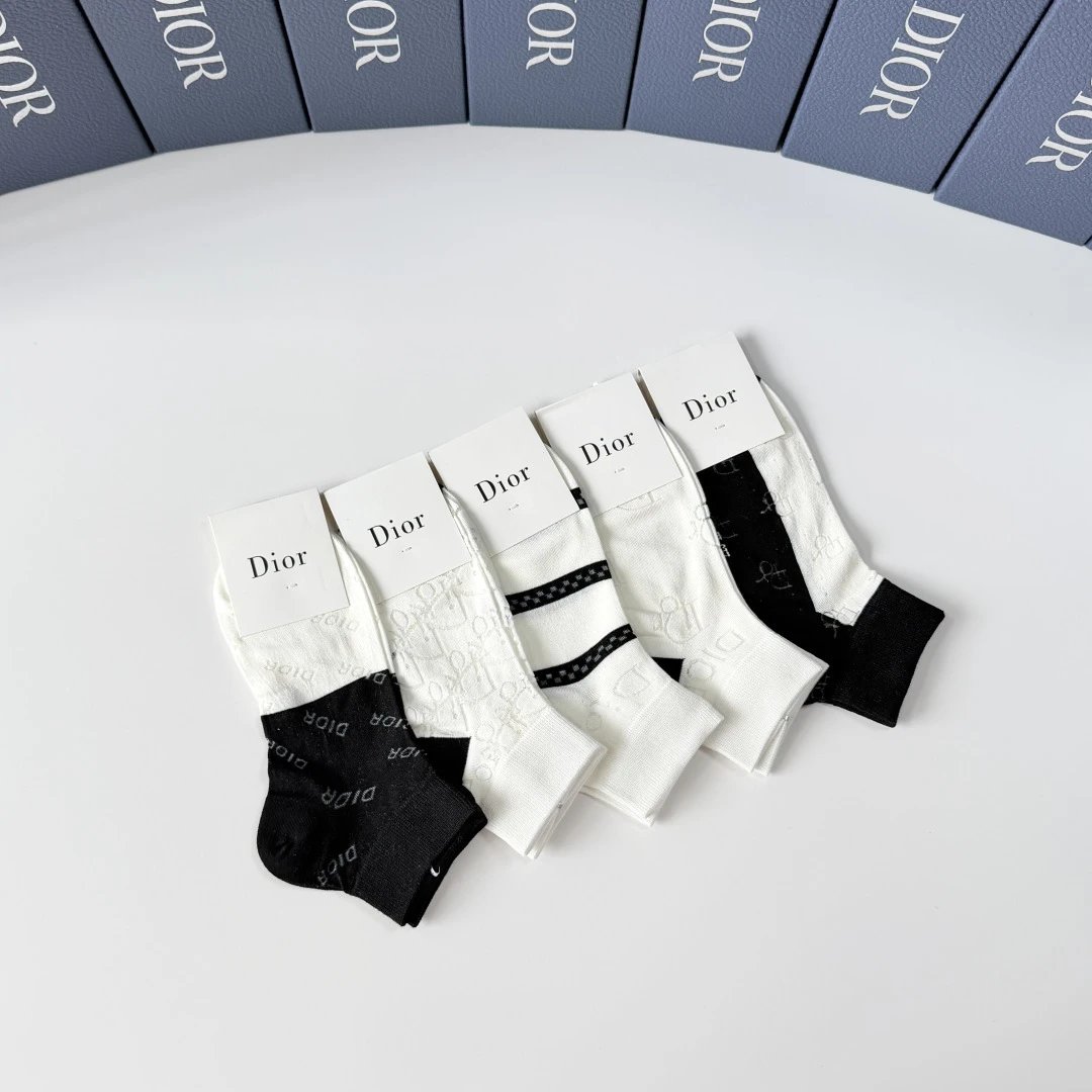 Dior Quarter Socks 5-Pair Box Ver.C — photo 9