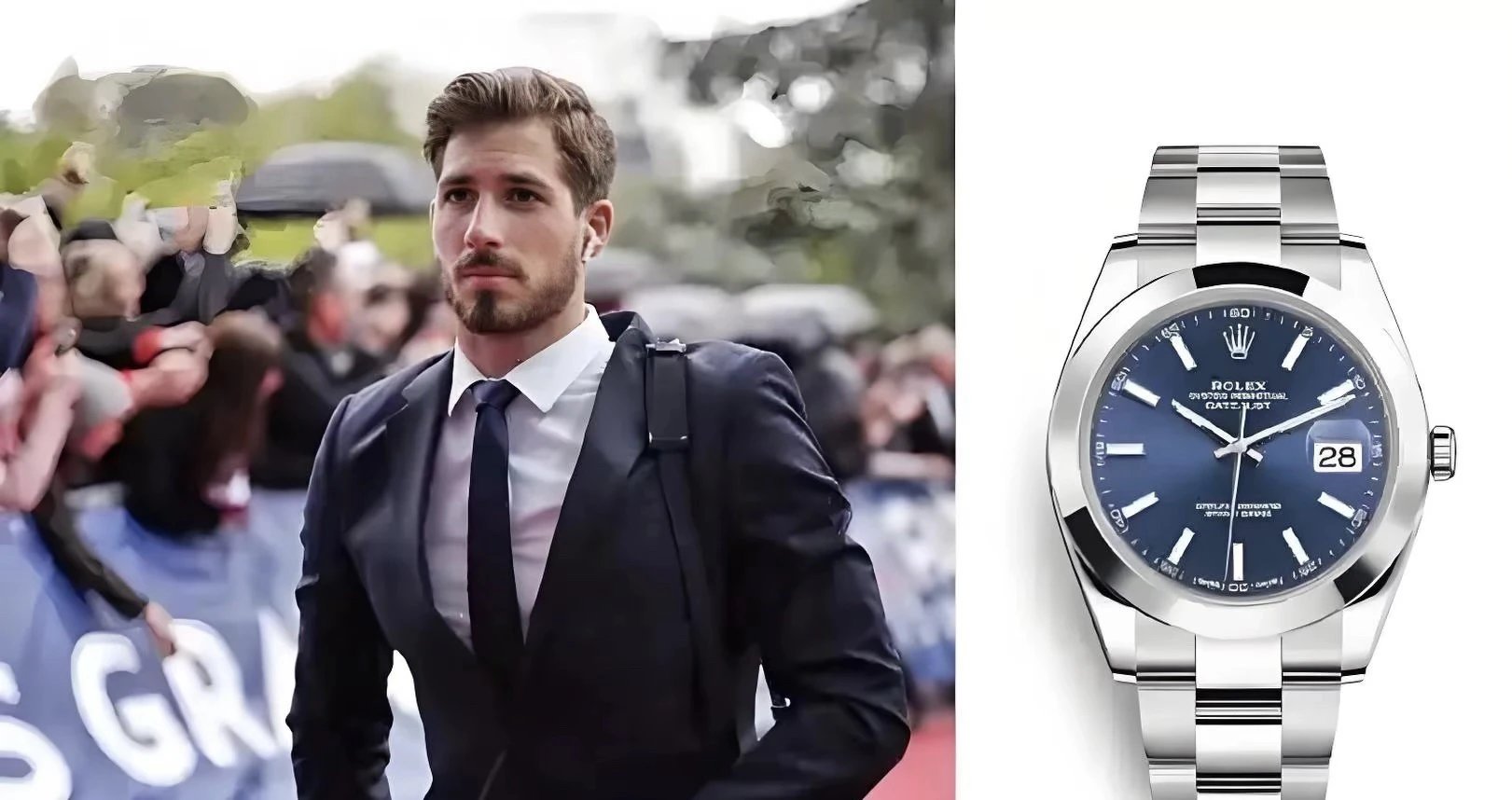 Rolex Oyster Perpetual Datejust horloge met blauwe wijzerplaat