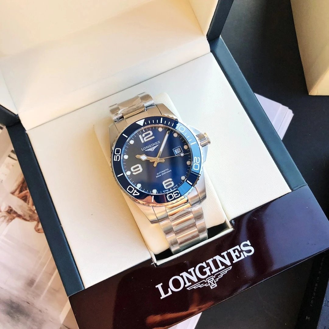 Automatisch Longines roestvrijstalen horloge met blauwe wijzerplaat 41 mm variant B