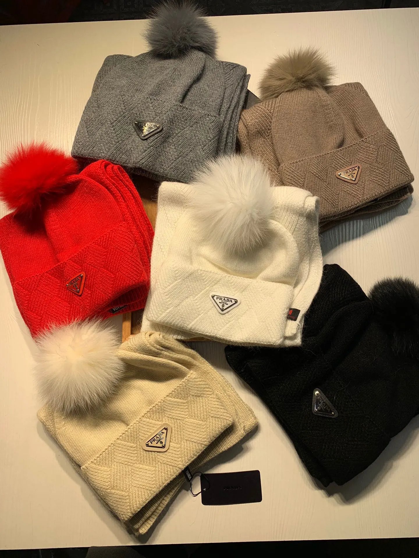 Prada Wool Rabbit Fur Scarf & Hat Set Ver.G — Photo 9
