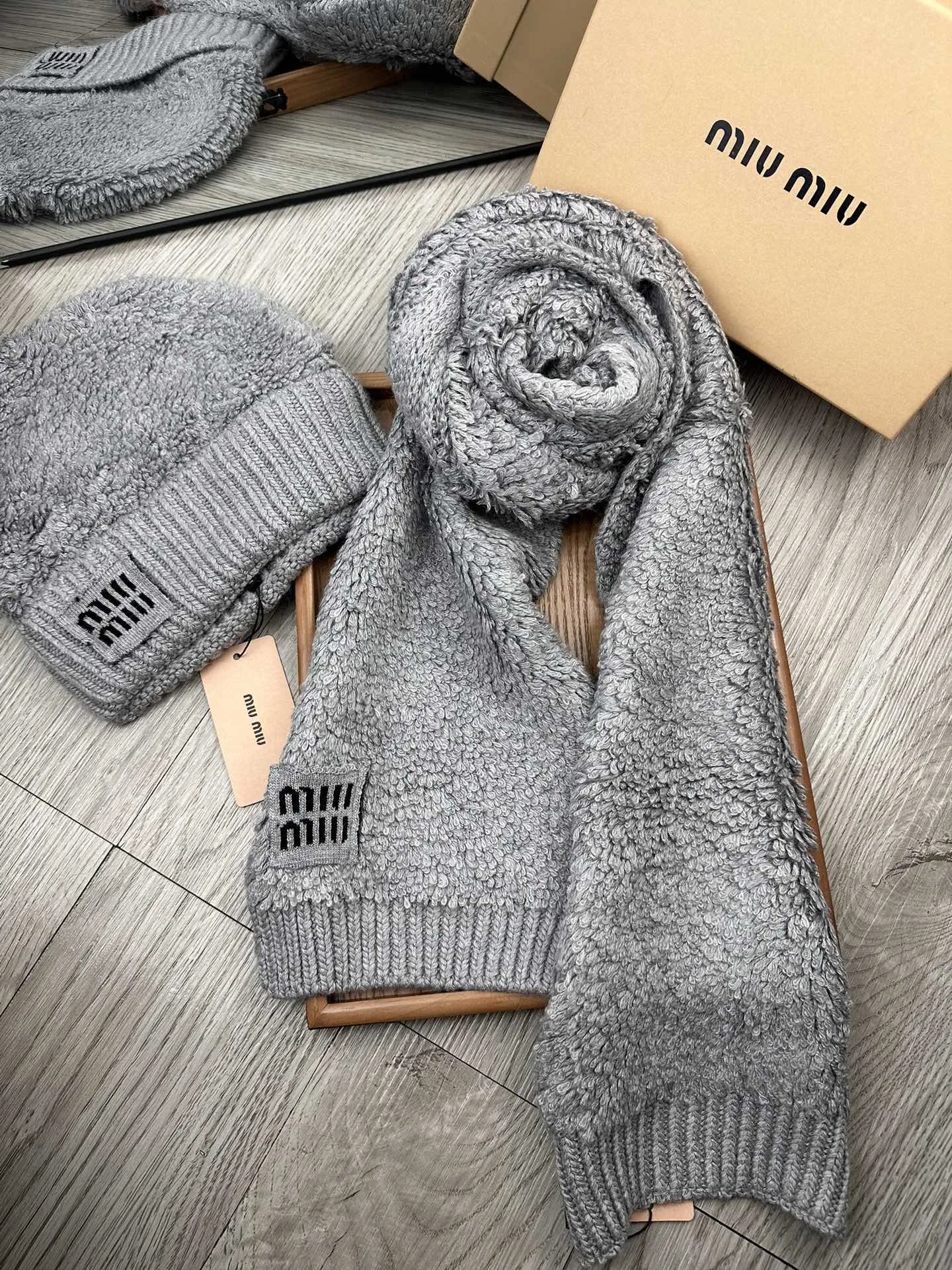 Miu Miu Wool Rabbit Fur Scarf & Hat Set Ver.E — QC